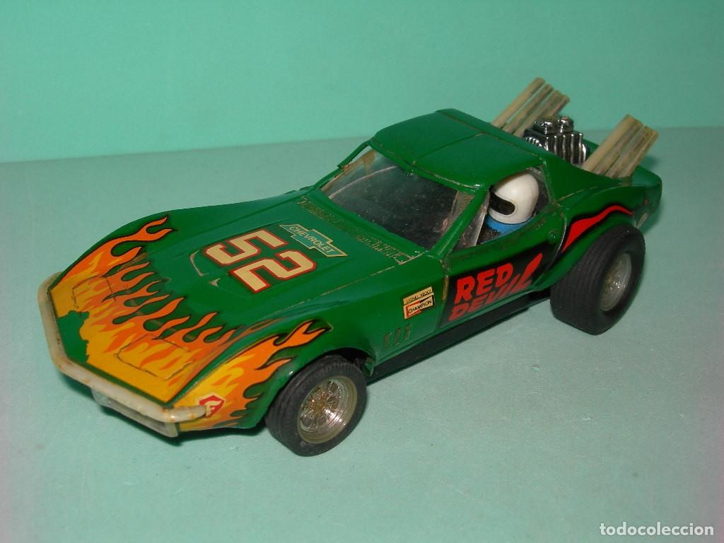 Scalextric: COCHE CHEVROLET CORVETTE DRAGSTER VERDE - RED DEVIL - REF. 4050 - ORIGINAL SCALEXTRIC EXIN -