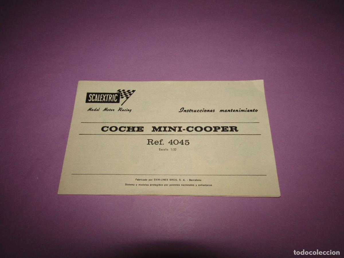 Scalextric: Antiguo Manual de Instrucciones y Mantenimiento del MINI - COOPER Ref. 4045 de SCALEXTRIC EXIN 1970s