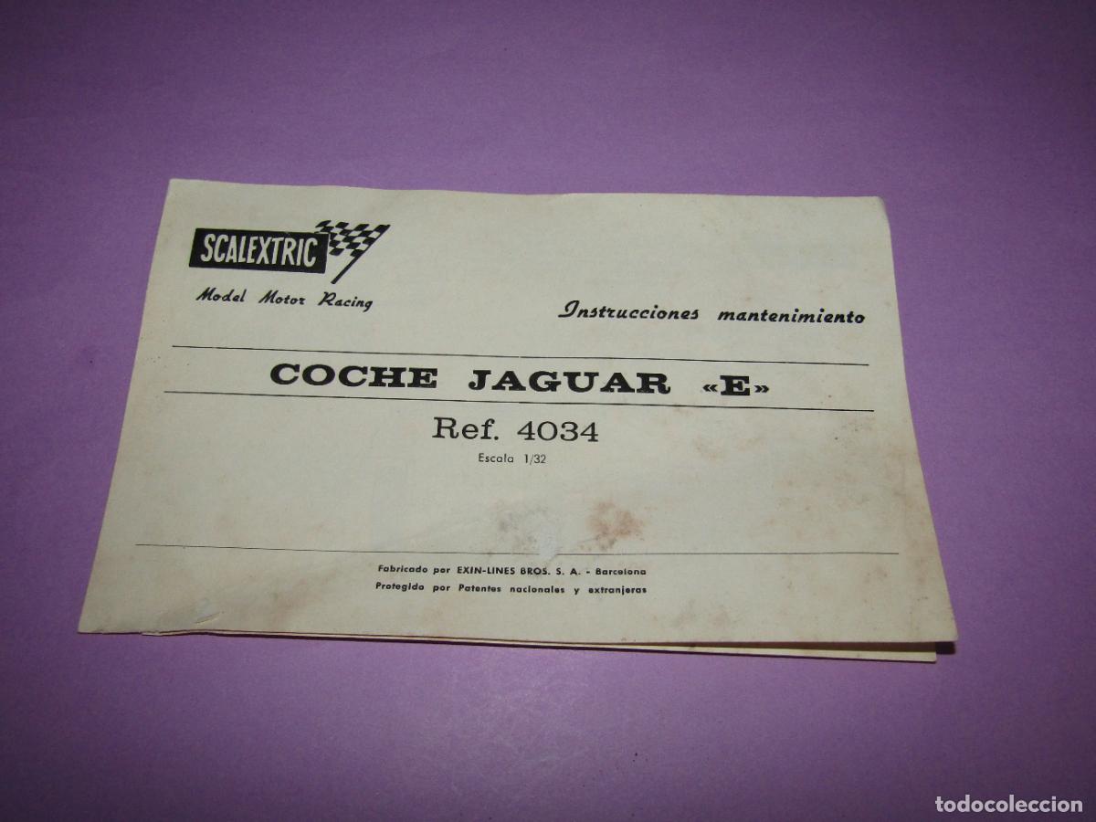 Scalextric: Antiguo Manual de Instrucciones y Mantenimiento del JAGUAR E Ref. 4034 de SCALEXTRIC EXIN