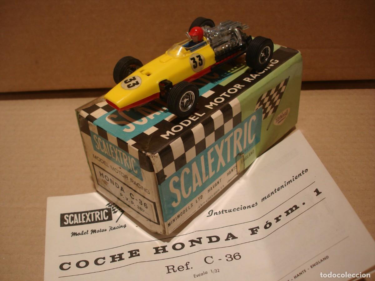 Scalextric: EXIN HONDA 1&ordf; SERIE AMARILLO LIMON/ROJO REF C-36 CON CAJA E INSTRUCCIONES
