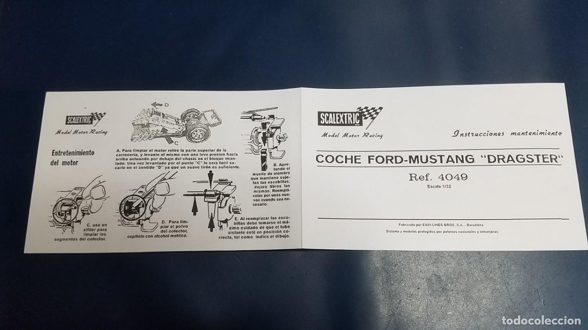 Scalextric: SLOT SCALEXTRIC EXIN INSTRUCCIONES DE MANTENIMIENTO REPRO FORD MUSTANG &rdquo;DRAGSTER&rdquo; REF.-4049