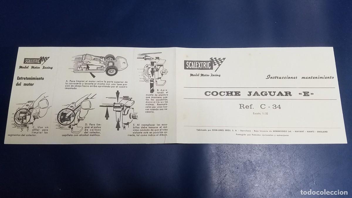Scalextric: SLOT SCALEXTRIC EXIN INSTRUCCIONES DE MANTENIMIENTO REPRO JAGUAR &rdquo;E&rdquo; REF. C-34