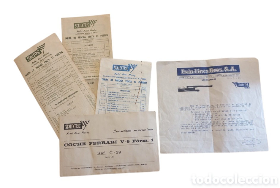 Scalextric: SCALEXTRIC DOCUMENTOS VARIOS, PRECIOS 1968 Y 69, FERRARI V6 Y SCALEXTRIC CLUB