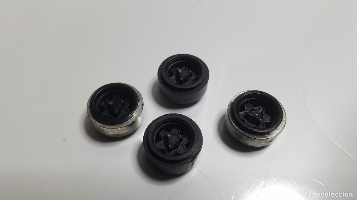 Scalextric: SLOT SCALEXTRIC EXIN SCX 4X JUEGO LLANTAS O CUBOS RUEDAS 6 RADIOS NEGRAS 16 mm DI&Aacute;METRO EXTERIOR