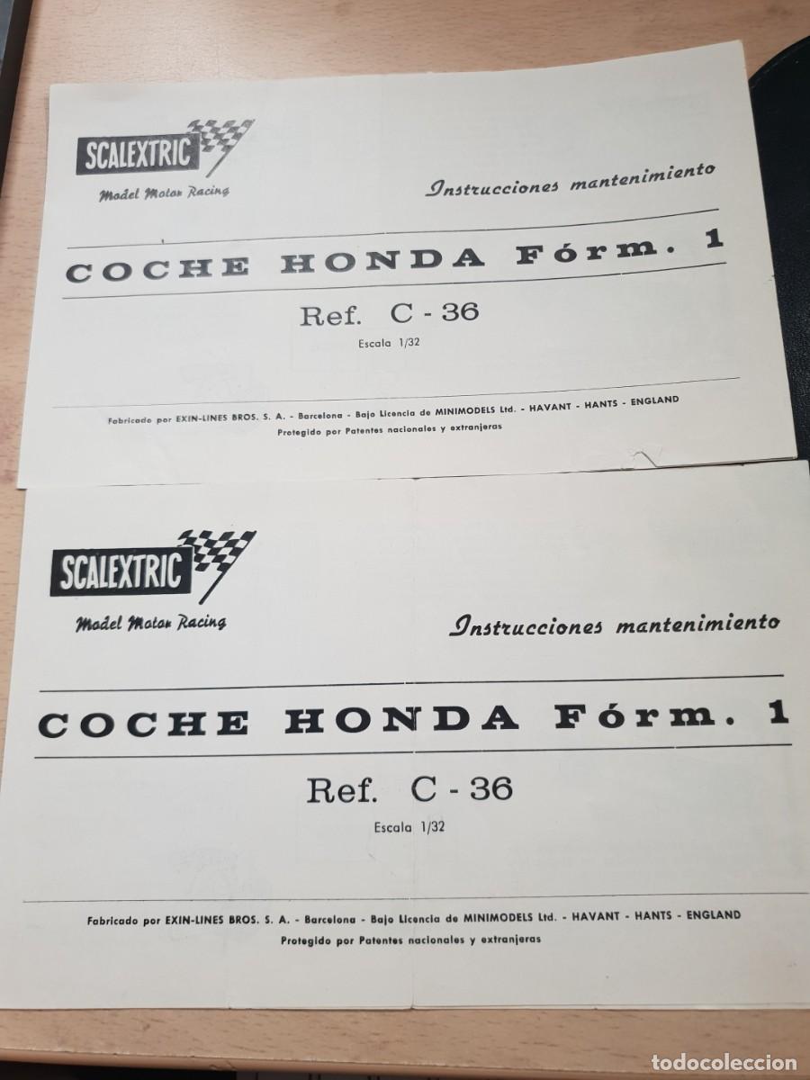 Scalextric: Pareja Instrucciones de mantenimiento coche scalextric honda formula 1 REF C-36