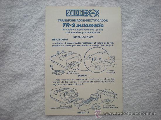 Scalextric: SCALEXTRIC_INSTRUCCIONES TRANSFORMADOR-RECTIFICADOR_TR-2 AUTOMATIC 1982 COMO NUEVO - Foto 1
