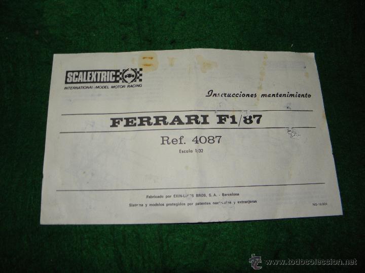 Scalextric: MANUAL DE FERRARI F1/87 REF. 487 DE SCALEXTRIC - Foto 1