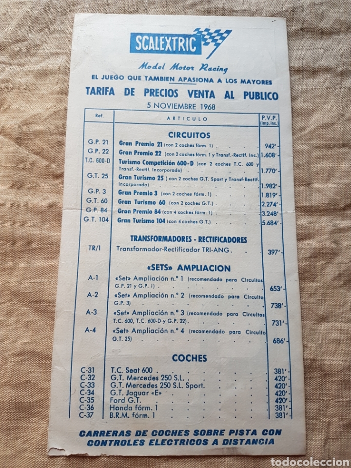 Scalextric: Scalextric tarifa precios 1968 - Foto 1