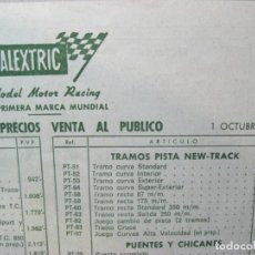 Scalextric: SCALEXTRIC. TARIFA DE PRECIOS VENTA PUBLICO. 1 OCTUBRE 1969.. Lote 247191145