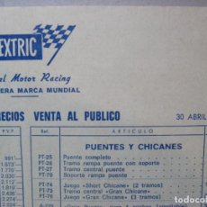 Scalextric: SCALEXTRIC. TARIFA DE PRECIOS VENTA PUBLICO. 30 ABRIL 1970.. Lote 247191445