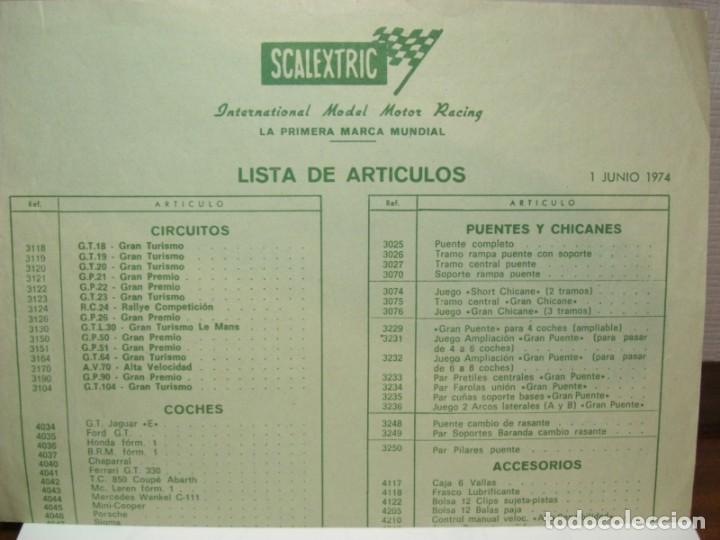 Scalextric: SCALEXTRIC. LISTA DE ARTICULOS. 1 JUNIO 1974. - Foto 3