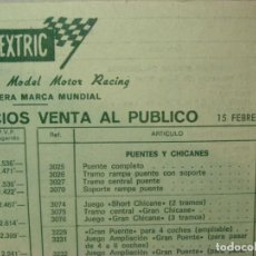 Scalextric: SCALEXTRIC. TARIFA DE PRECIOS VENTA PUBLICO. 15 FEBRERO 1975.. Lote 247193565