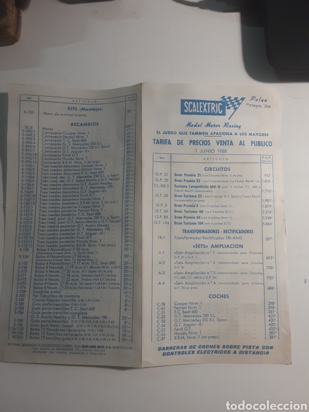 Scalextric: Tarifa de precios venta al p&uacute;blico de Junio 1968 scalextric - Foto 1
