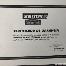 Scalextric: VENDO CERTIFICADO DE GARANTÍA DE LA COLECCIÓN RALLYES DE ESPAÑA DE SCALEXTRIC.. Lote 317740428