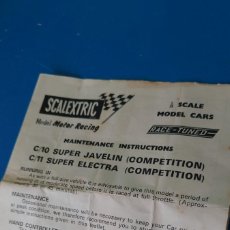 Scalextric: INSTRUCCIONES C10 SUPER JAVELIN C11 ELECTRA SCALEXTRIC RACE TUNED. Lote 401364224