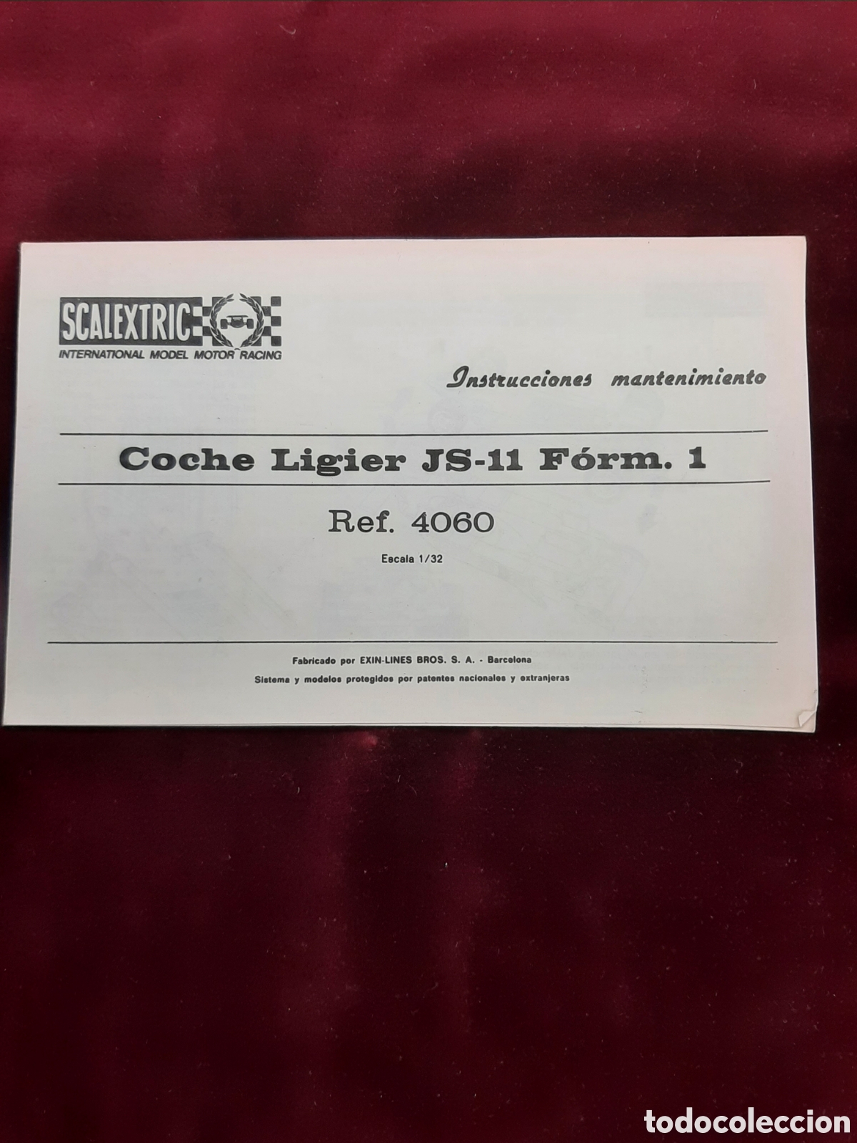 Scalextric: Instrucciones Coche Ligier JS-11 F&oacute;rm. 1. Ref. 4060. - Foto 1