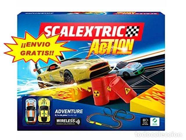 Scalextric: SCALEXTRIC ACTION CIRCUITO COMPACT ADVENTURE CON LUCES ASTON VANTAGE + PORSCHE GT3 SCX T10381S500