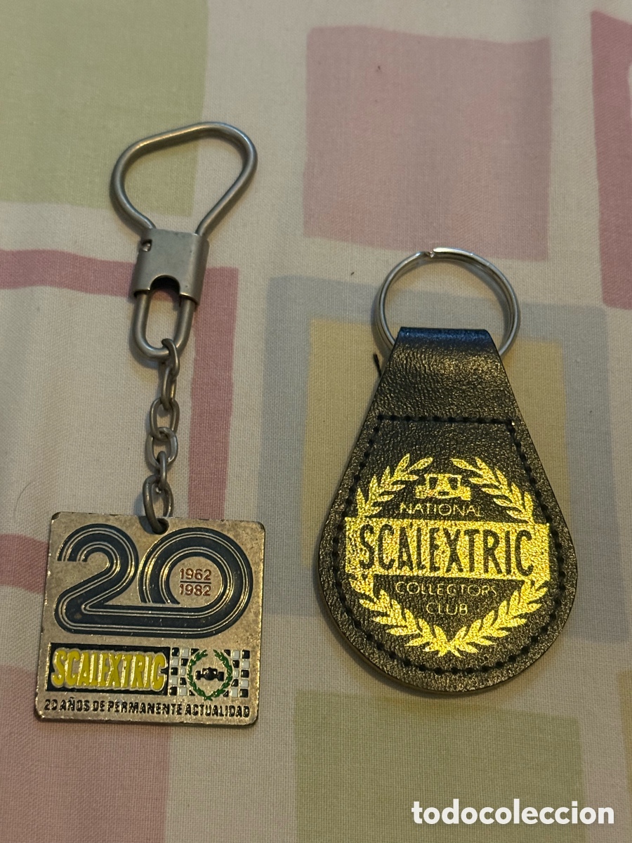 Scalextric: 2 porta-chaves originais scalextric (espanha e inglaterra) vintage 80s