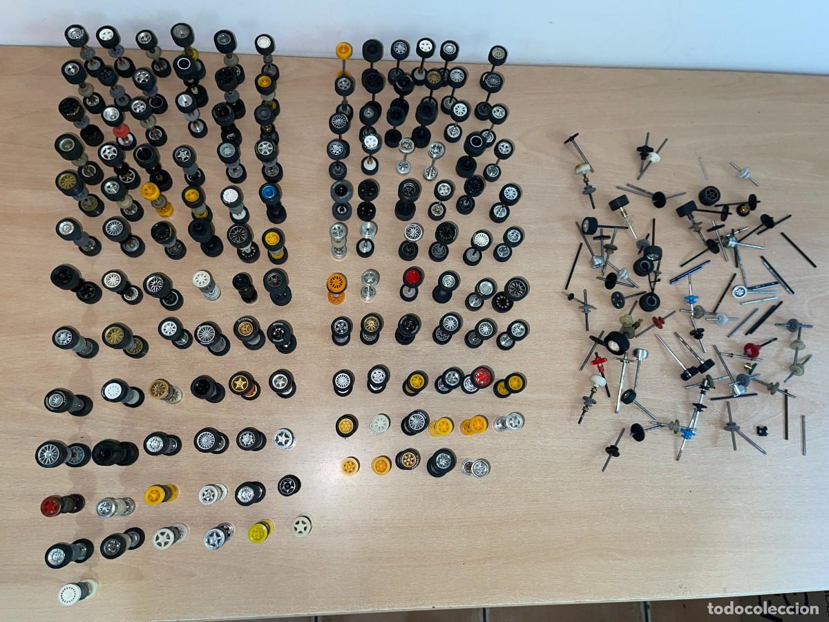Scalextric: Scalextric ENORME LOTE 223 PIEZAS Trenes de Ruedas Ejes Exin Fly Ninco TecniToys Scx Tyco Team Slot