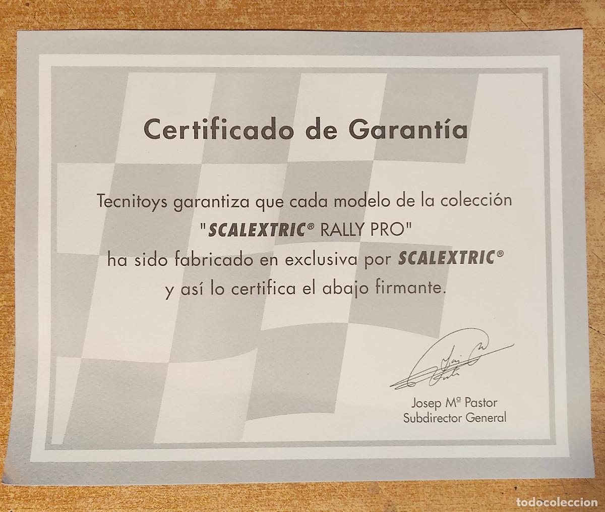 Scalextric: vendo certificado de garant&iacute;a - Scalextric Rally Pro