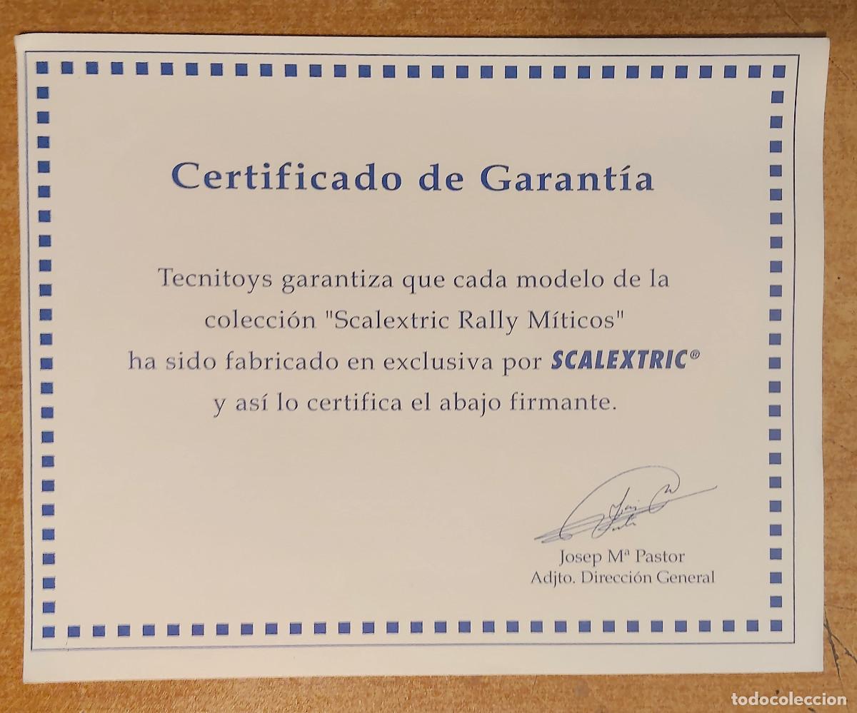 Scalextric: vendo certificado de garant&iacute;a - Scalextric Rally M&iacute;ticos