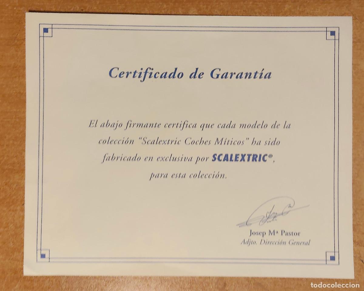 Scalextric: vendo certificado de garant&iacute;a - Scalextric coches M&iacute;ticos