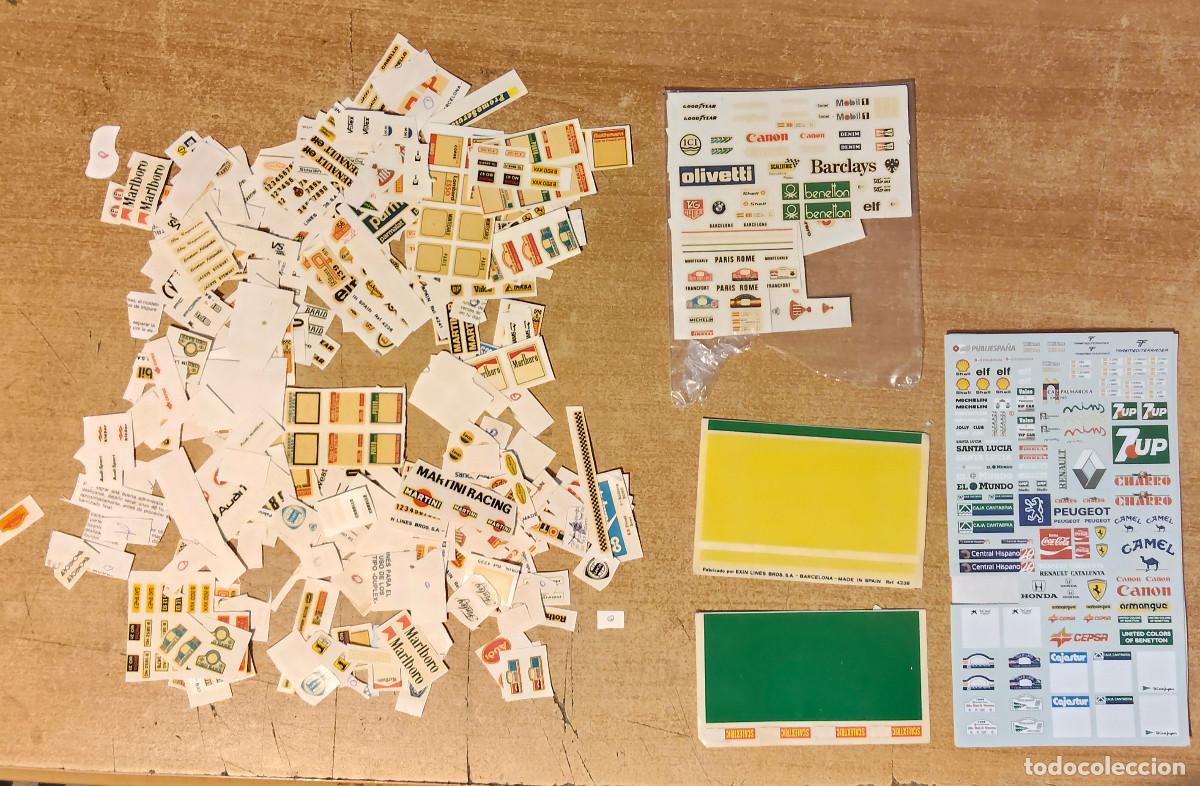 Scalextric: conjunto de calcoman&iacute;as y pegatinas de marcas de automovilismo de los a&ntilde;os 80-90 - original