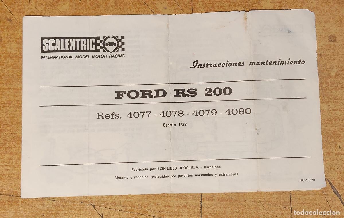 Scalextric: SCALEXTRIC- MANUAL DE INSTRUCCIONES FORD RS 200 REF. 4077, 4078, 4079 y 4080, ESCALA 1/32
