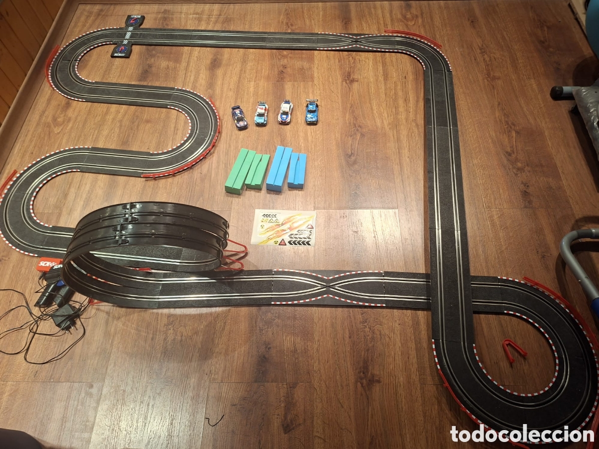 Scalextric: Scalextric solo 2 usos con puestas y coches suplementarios