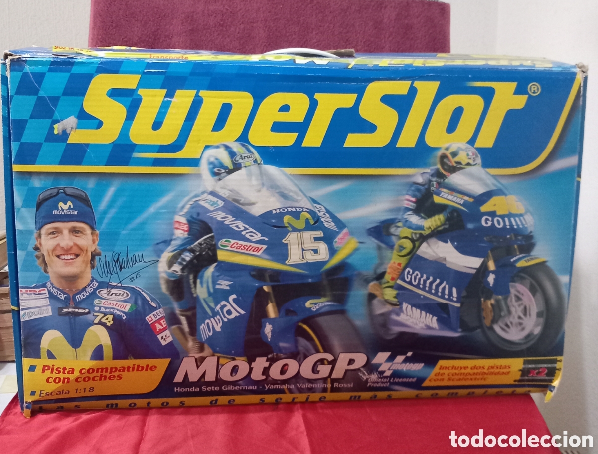 Scalextric: CURCUITO SUPER SLOT MOTO GP/HORNBY HOBBIES (EQUIVALENTE SCALEXTRIC-made ENGLAND)SIN MOTOS