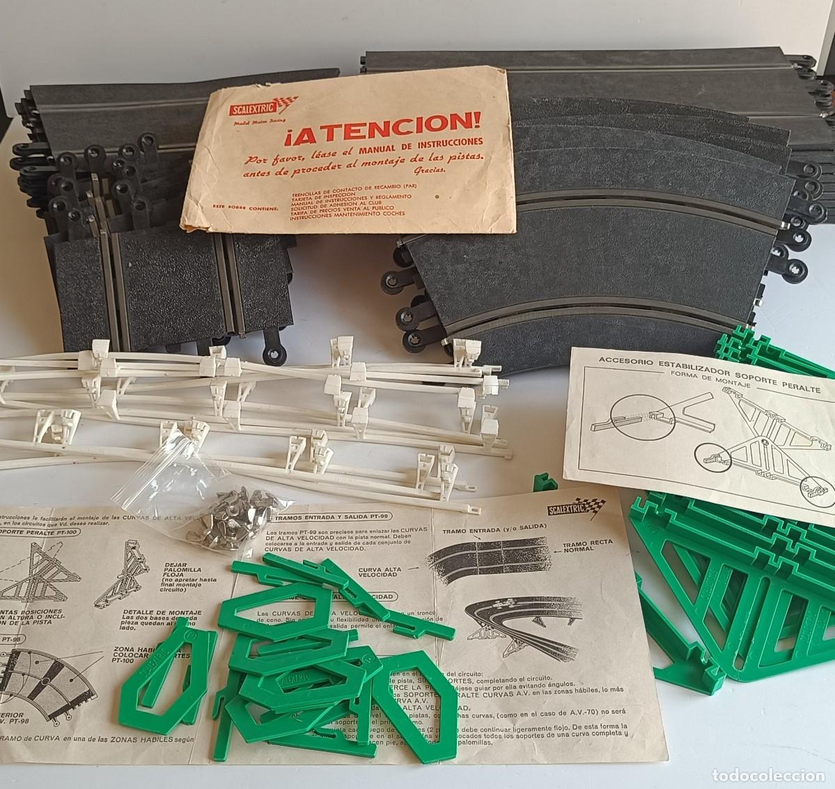 Scalextric: SCALEXTRIC EXIN - MAS DE 70 PIEZAS PARA MONTAR EL CIRCUITO AV 70 (ALTA VELOCIDAD 70) DE 1970