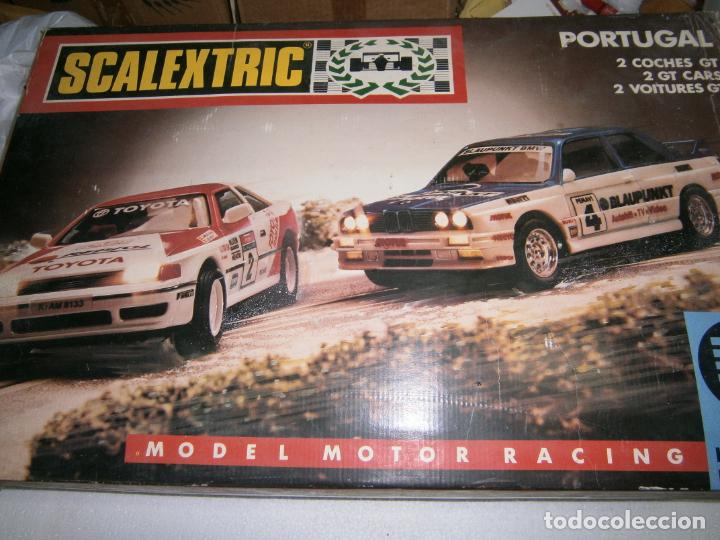 Scalextric: ANTIGUA CAJA CON COMPLEMENTOS SCALEXTRIC RALLY PORTUGAL - Foto 1