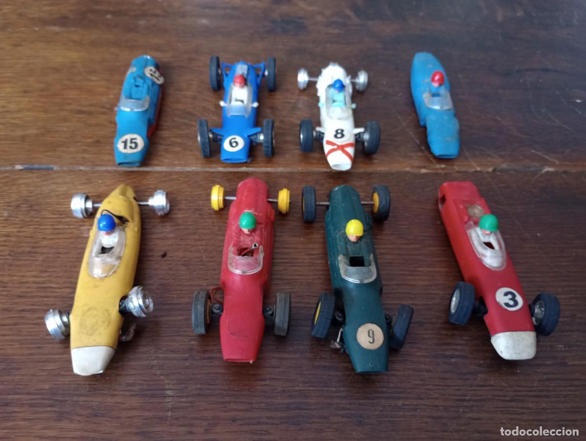 Scalextric: Lote Scalextric, 8 Slot cars, F&oacute;rmula Junior. 5 b&oacute;lidos y 3 carrocer&iacute;as.