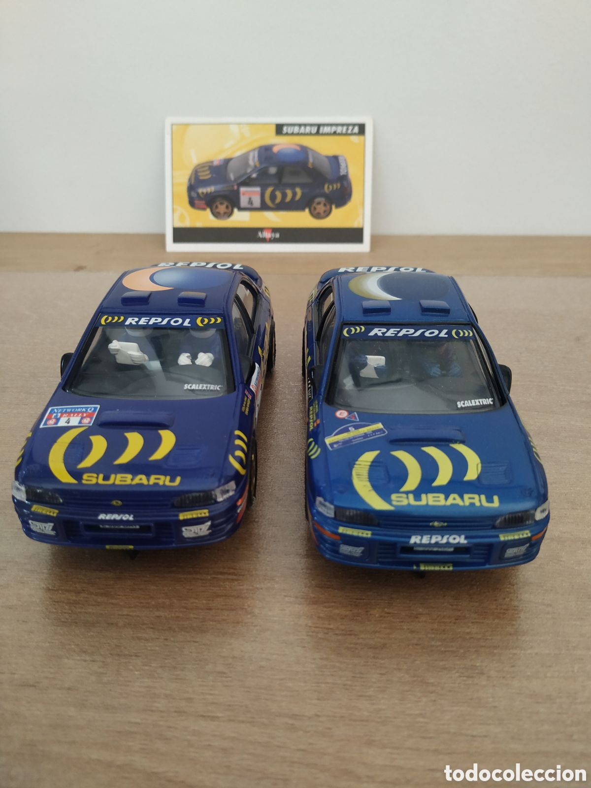 Scalextric: Lote de dos Subaru Impreza dorsal 5 y dorsal 4 con traccion total y luces de Scalextric Tecnitoys