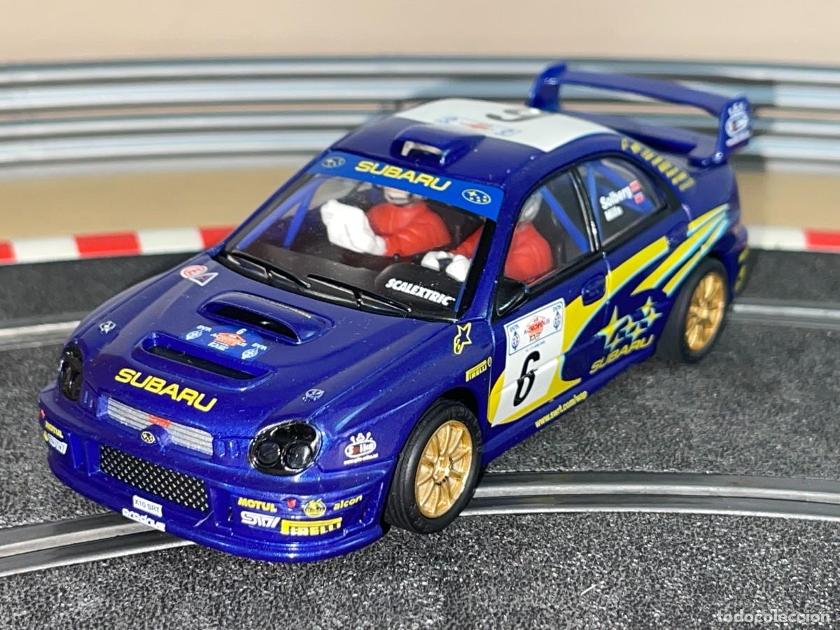 Scalextric: 79- Scalextric TecniToys SUBARU IMPREZA WRC Rally Acropolis 2001 #6 Solberg Mills 6080 slot car 1:32