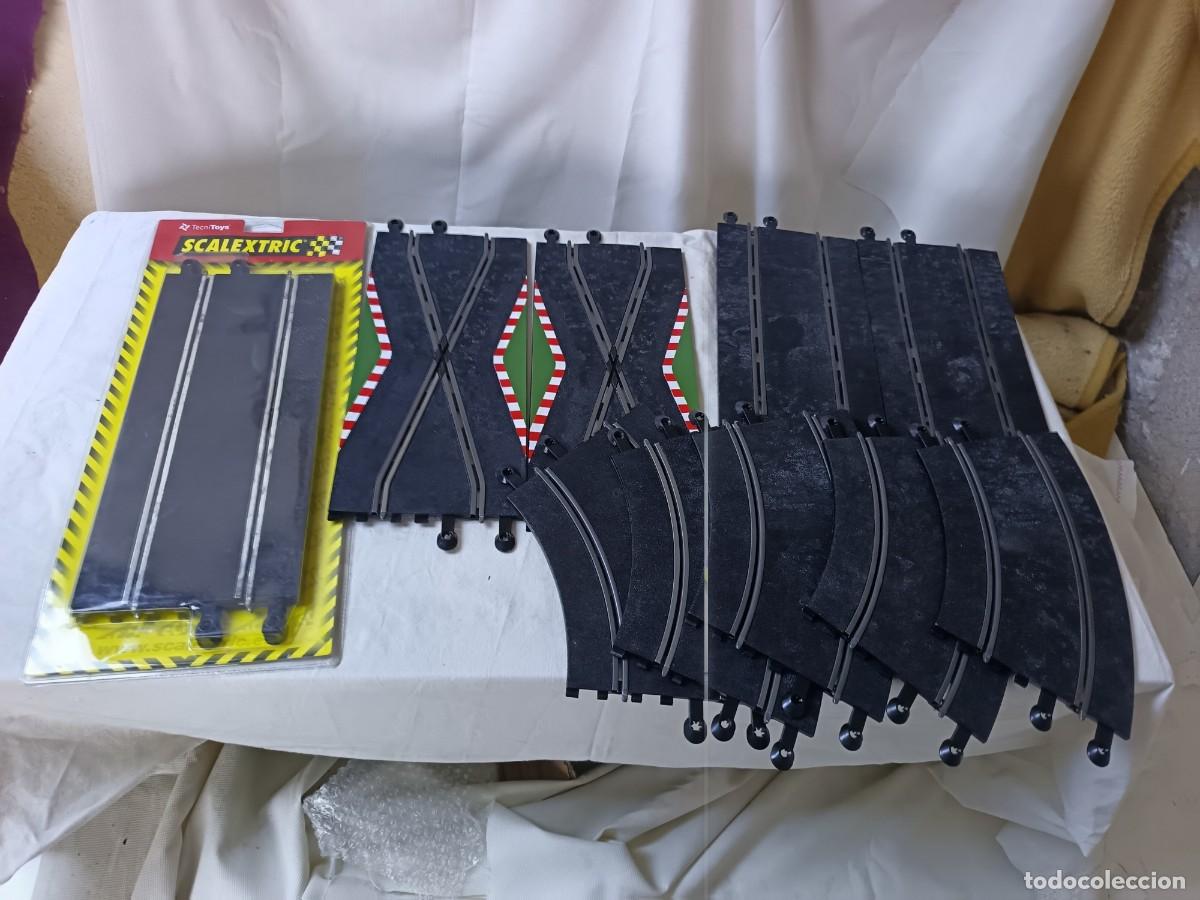 Scalextric: Scalextric, Lote de pistas, rectas, curvas y cruces, una larga de TecniToys en su blister