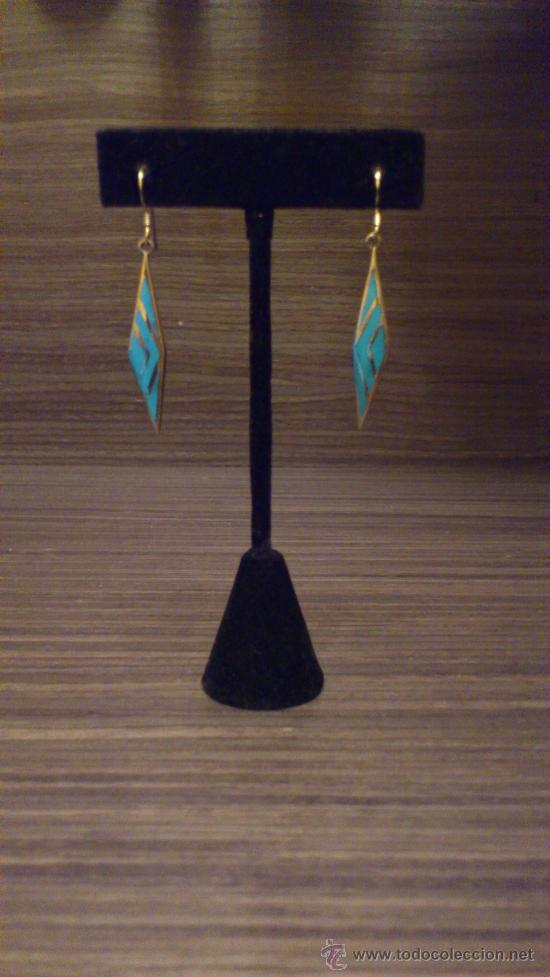 Segunda mano: Pendientes en plata 925 mmg.con turquesa A&ntilde;o 1994 - Foto 1