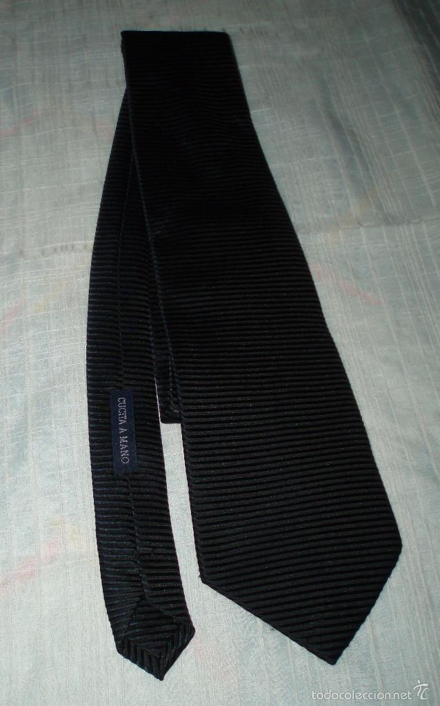 Segunda mano: corbata azul de seda hecha a mano - Foto 1