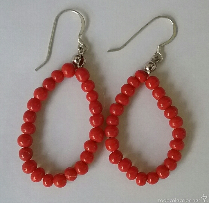 Segunda mano: Pendientes de coral rojo y plata - Foto 1