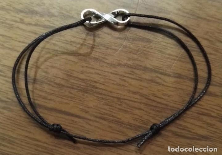 Segunda mano: pulsera cuero ajustable con infinito en plata de ley macizo - Foto 1