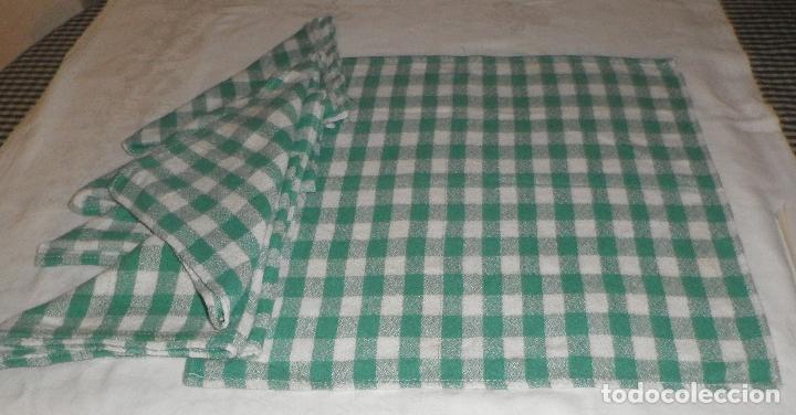 Segunda mano: juego de 12 servilletas cuadritos verdes de algodon - Foto 3