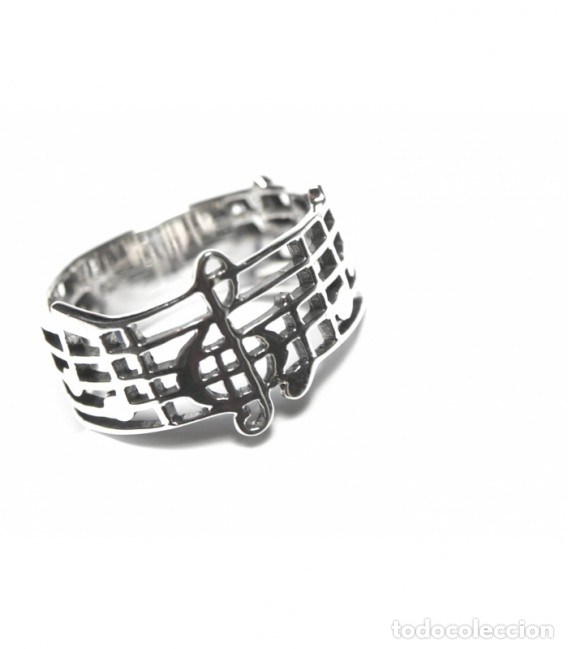 Segunda mano: anillo tema musical en plata de ley - Foto 2