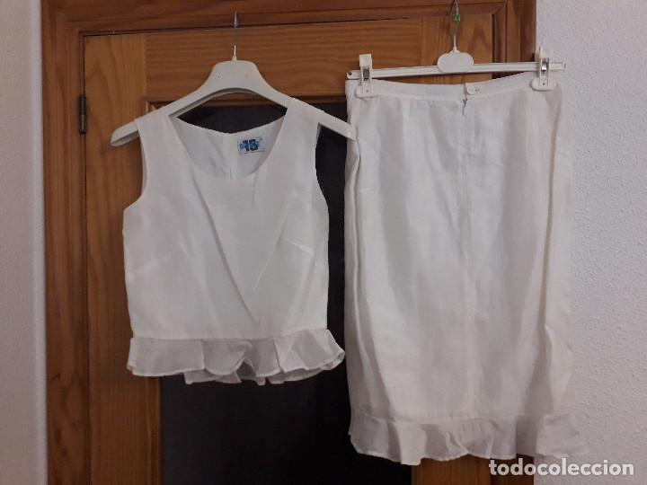 2 Piezas Playa Vestidos De Novia 2017 Blanco A-Line / Princess Largos Scoop  Escote 3/4