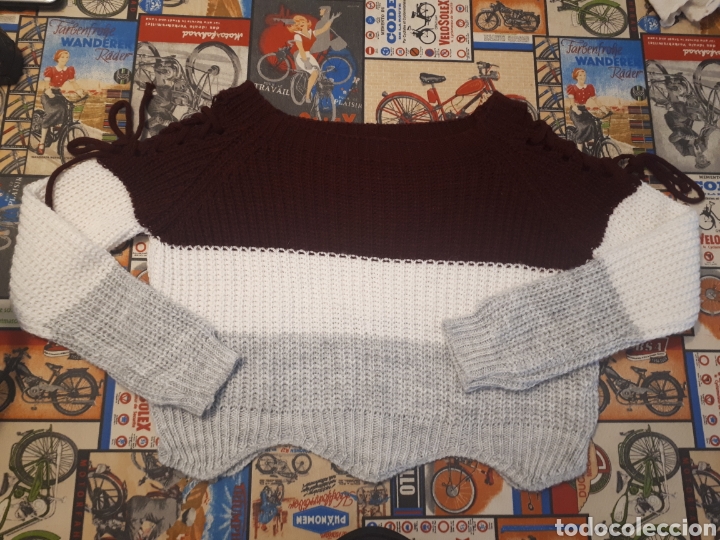Segunda mano: Jersey gris granate blanco talla &uacute;nica - Foto 1