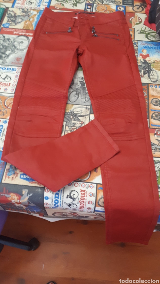 pantalón pitillo rojo símil cuero st - Compra venta todocoleccion