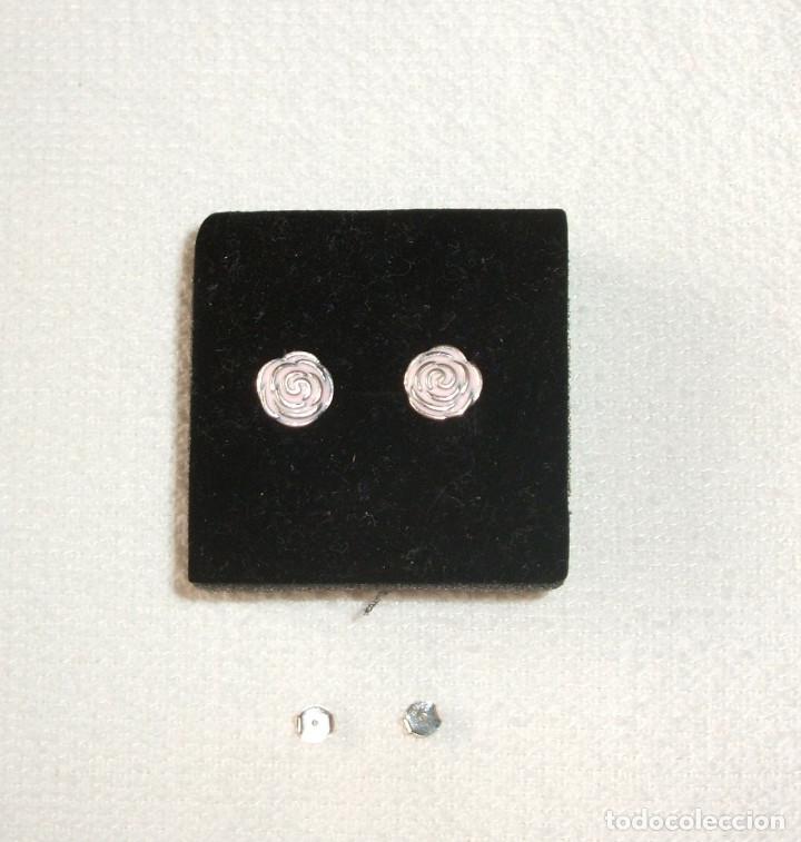 Segunda mano: Pendientes de plata con forma de rosa - Foto 1