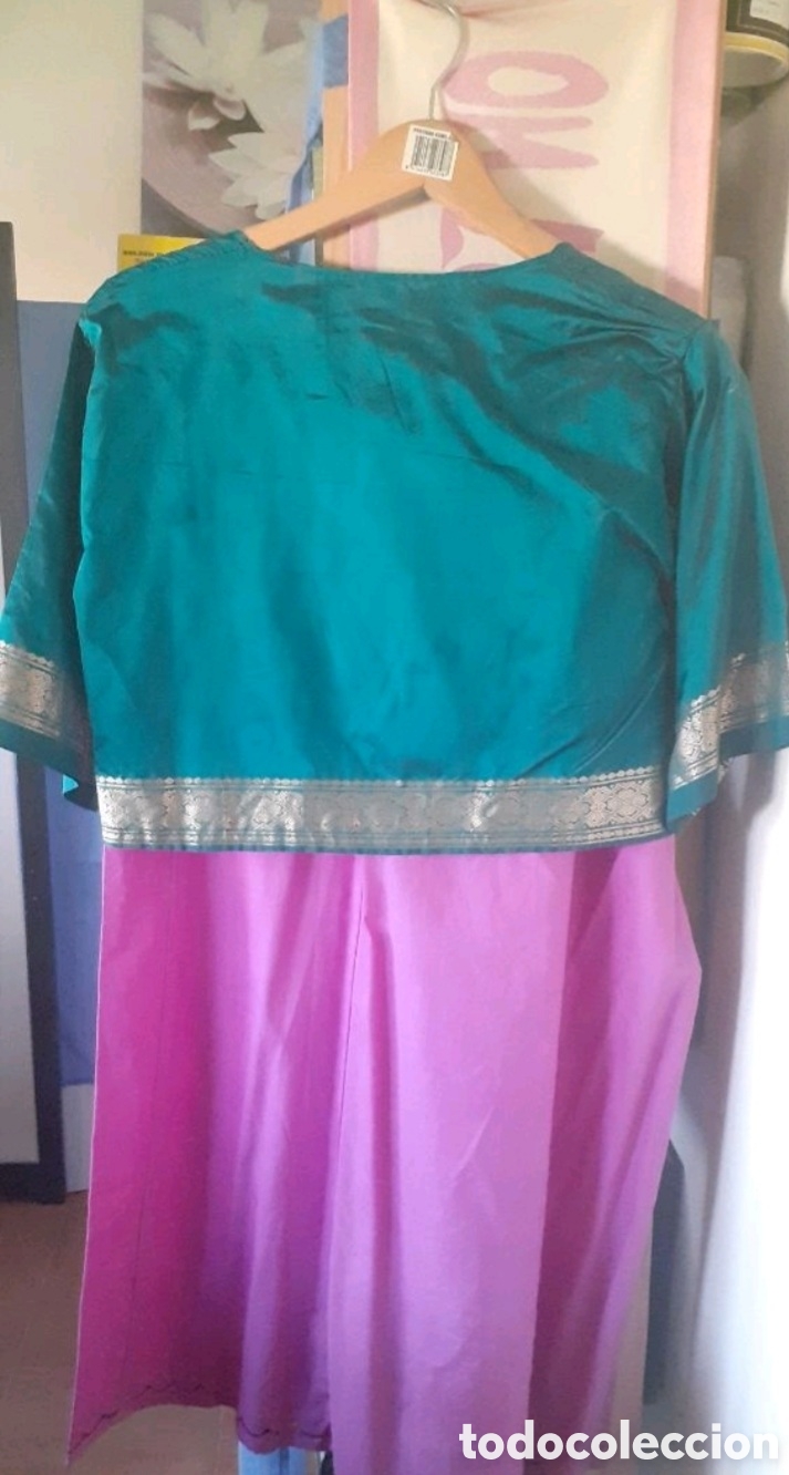 Segunda mano: Sari de seda, color verde - Foto 4