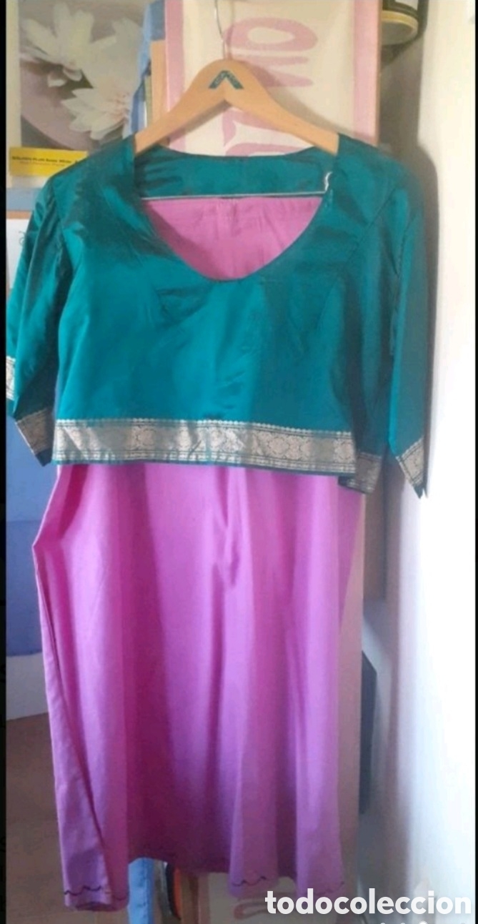 Segunda mano: Sari de seda, color verde - Foto 5