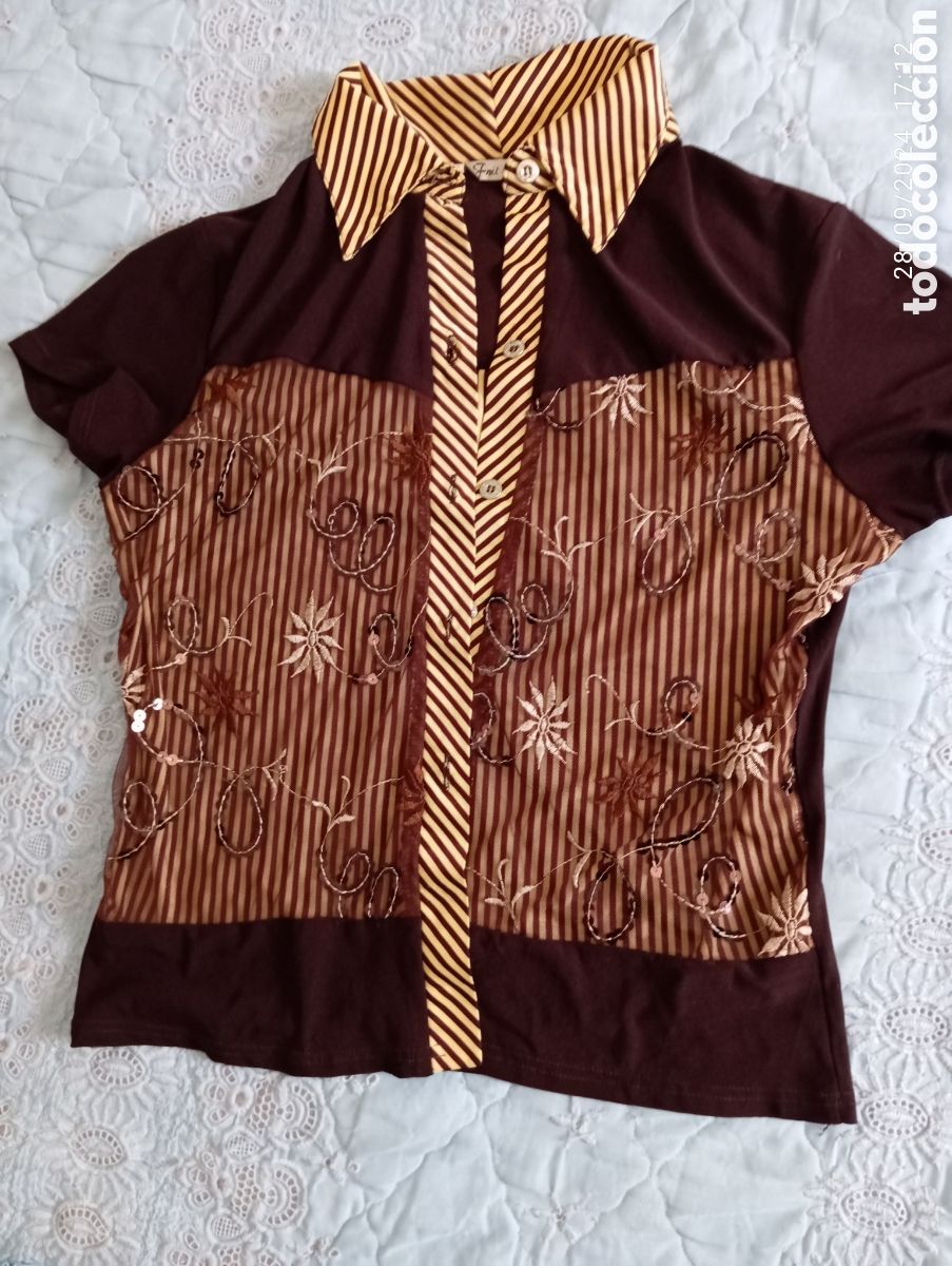 Segunda mano: Blusa algod&oacute;n bordada con perlas - Foto 3
