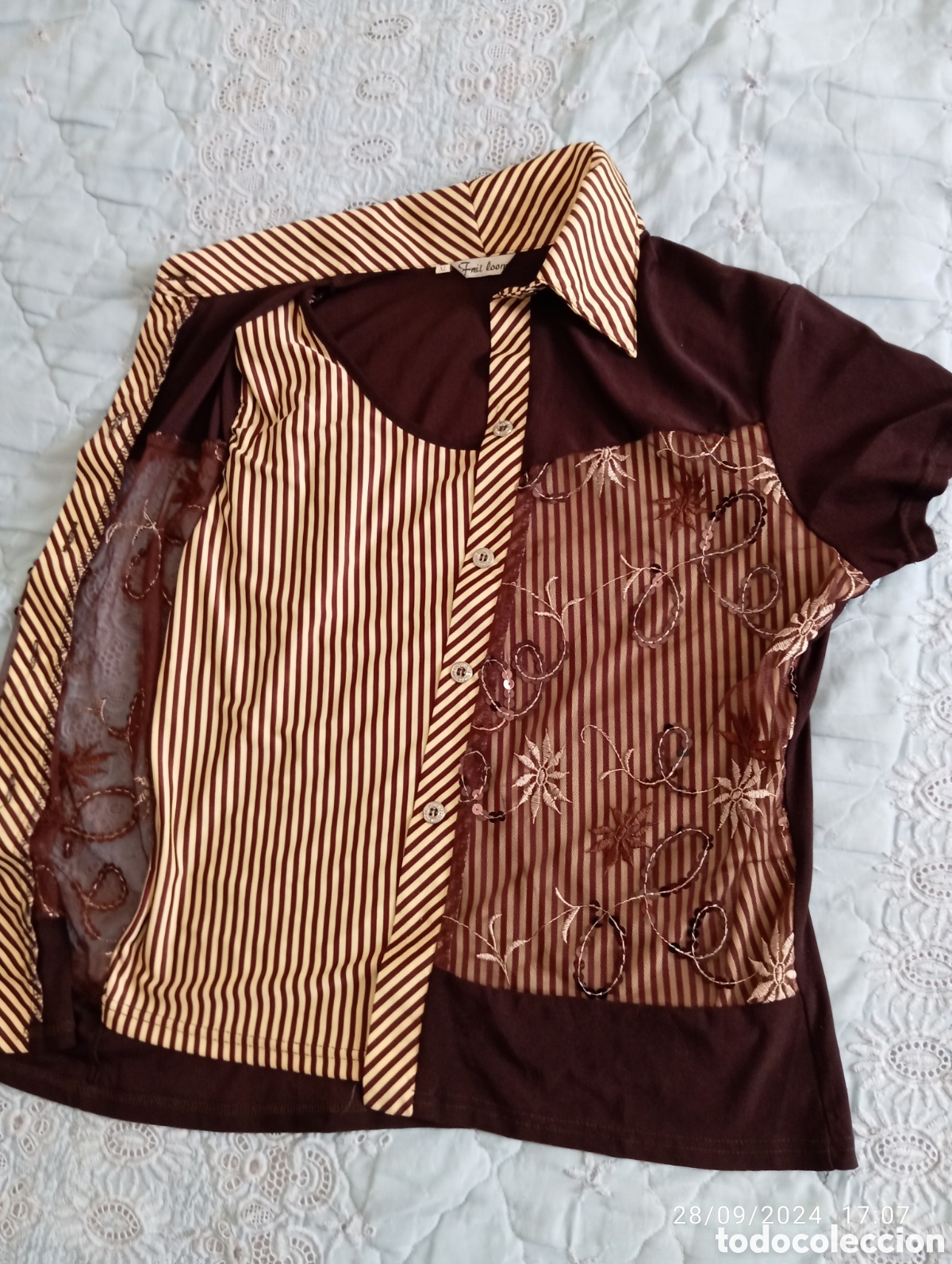 Segunda mano: Blusa algod&oacute;n bordada con perlas - Foto 2